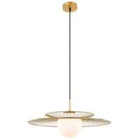 LAMPA wisząca SARAH MDM-4000/1 GD Italux druciana OPRAWA szklana kula ball ZWIS loft kapelusz złoty biały