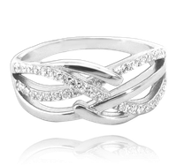 MINET Luksusowy pierścien srebrny z białymi cyrkoniami wielkość 23