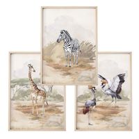 ZESTAW 3 szt. Plakaty Obrazki do Pokoju Dziecięcego Salonu SAFARI A3