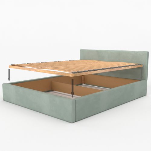 ŁÓŻKO TAPICEROWANE DO SYPIALNI 160x200 ŁÓŻKO PODWÓJNE Z POJEMNIKIEM MIĘTOWE na Arena.pl