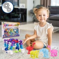 DUŻE KLOCKI KONSTRUKCYJNE PRZYSSAWKI SILIKONOWE ZESTAW FIGURKI PREZENT 96EL