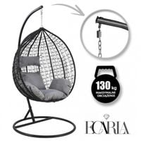 fotel wiszący, huśtawka kokon czarny z grafitowymi poduszkami kr23