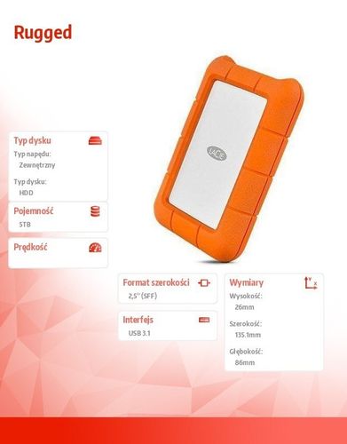 Dysk Rugged 5TB USB 3.1 2,5 STFR5000800 na Arena.pl