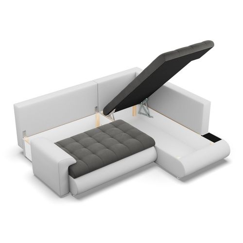 Narożnik z otomaną, prawy, BOSCO, ekoskóra, 230x200x89, biały| TYLETEGOTU na Arena.pl