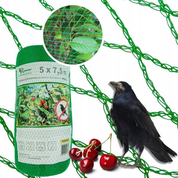 SIATKA OCHRONNA PRZECIW PTAKOM SZPAKOM ochrona truskawek drzew 20g 5x7,5m zdjęcie 1