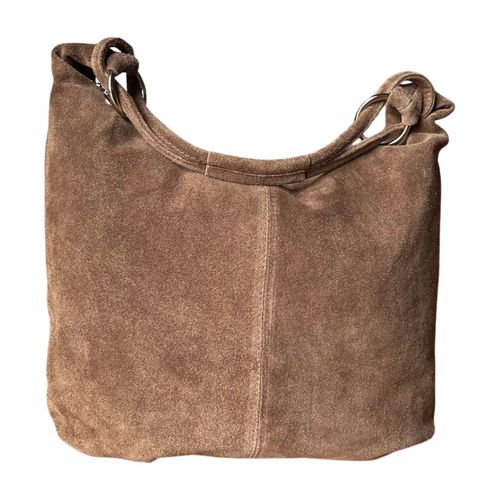 TAUPE ZAMSZOWA TOREBKA WOREK CAPPUCCINO TOREBKA ZAMSZ NATURALNY Vera Pelle na Arena.pl