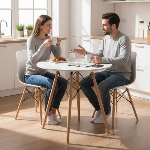 Stół Okrągły Skandynawski Do Salonu Jadalni Biały Nowoczesny 80CM ETT na Arena.pl