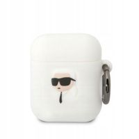 2 x ETUI SILIKONOWE KARL LAGERFELD GŁOWA 3D DO AIRPODS 1/2 BIAŁY