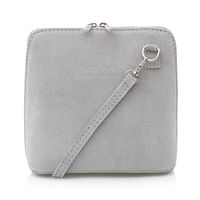 VERA PELLE torebka damska zamszowa listonoszka z paskiem V452 j.szara