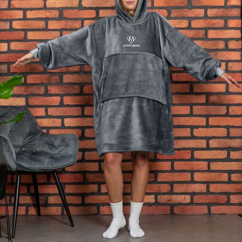Bluzair SUPER MAMA - Bluza koc - Szary na Arena.pl