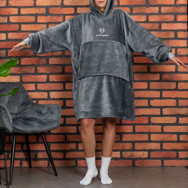 Bluzair SUPER MAMA - Bluza koc - Szary zdjęcie 11