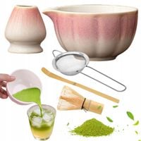 ZESTAW DO MATCHY TRADYCYJNY CERAMICZNA MISKA BAMBUSOWA MIOTEŁKA ŁYŻKA SITKO