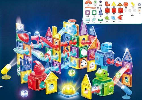 KLOCKI MAGNETYCZNE 178el TOR KULKOWY KULODROM ŚWIECĄCY 129A-1 + GRATIS na Arena.pl