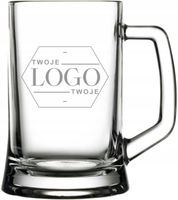 Szklany Kufel z Logo Personalizowany Grawer reklama TWOJE logo 50 sztuk