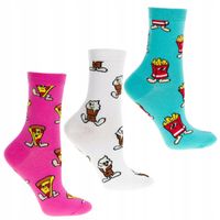 Skarpetki Damskie Bawełniane Fast Food 3-PARY Kolorowe 38-41