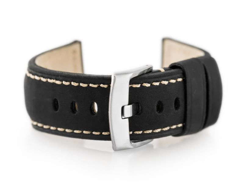 Pasek skórzany do zegarka W29 - czarny - 22mm zdjęcie 1
