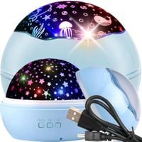 LAMPKA NOCNA PROJEKTOR GWIAZD RYBEK RZUTNIK NIEBA 2W1 NIEBIESKA DLA DZIECKA