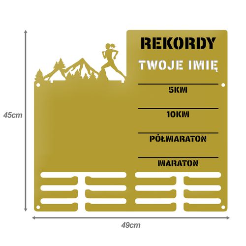 Wieszak na medale i numery startowe REKORDY RUN twoje imię 20.1 na Arena.pl