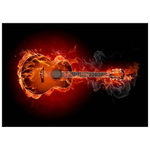 Obraz Drukowany 70X50 Płonąca Gitara Gitara W Ogn na Arena.pl