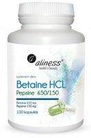 Aliness Betaina HCL z Pepsyną TRAWIENIE ŻOŁĄDEK UKŁAD POKARMOWY VEGE 100k