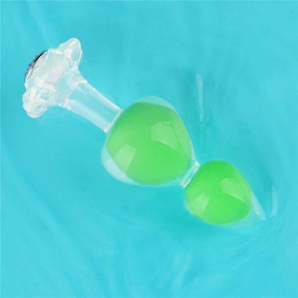 Gemoria Silicone Butt Plug (Glow-In-The-Dark) - Green zdjęcie 11