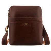 brązowa, praktyczna listonoszka męska ze skóry naturalnej z kieszeniami