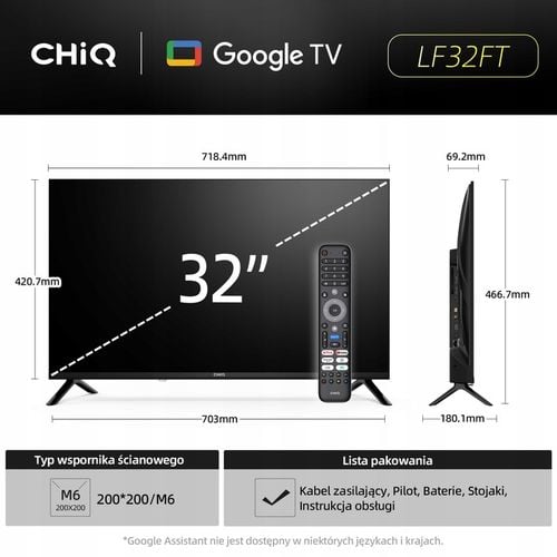 Telewizor CHiQ 32 cale LF32FT Smart TV Full HD HDR10 Google TV Dolby na Arena.pl