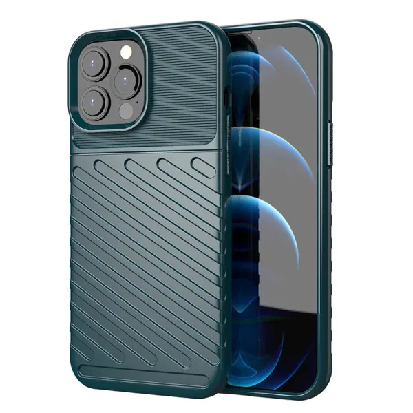 Thunder Case elastyczne pancerne etui pokrowiec iPhone 13 Pro Max zielony zdjęcie 1