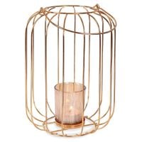 Lampion na świeczkę metalowy złoty 21,5 cm