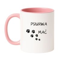 KUBEK "PSIURWA MAĆ" Wzór - Klasyczny Biało-Różowy 330 ml