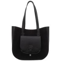 VEZZE torebka skórzana zamszowa klasyczna z długimi rączkami V703 czarna