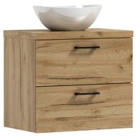 Szafka łazienkowa wisząca LUNA 50 dąb craft złoty z umywalką Eliza B (W1)