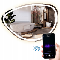 LUSTRO ŁAZIENKOWE LED BLUETOOTH REA FOG ASYMETRYCZNE PLAMA ANTYPARA 70x100