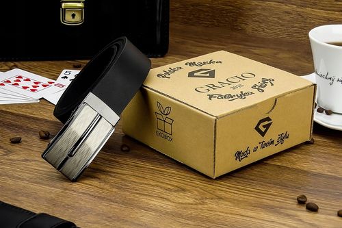 Klasyczny Czarny Męski pasek SKÓRZANY CZARNY 120cm na Arena.pl