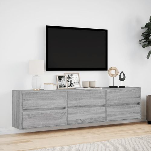 Ścienna szafka pod TV, z LED, szary dąb sonoma, 180x31x45 cm na Arena.pl