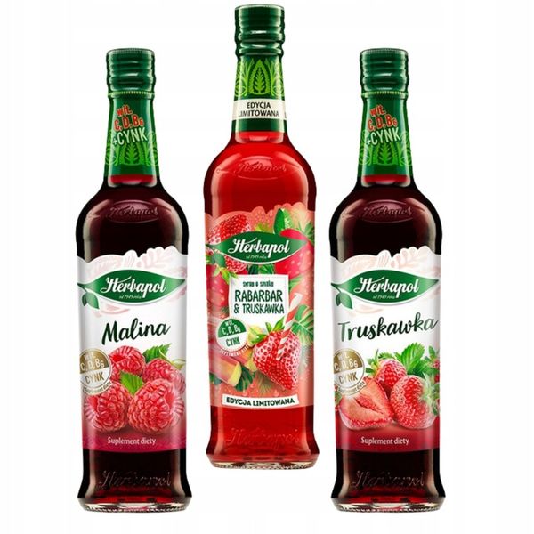 Herbapol Syropy Rabarbar-trusk, malina i truskawka zdjęcie 2