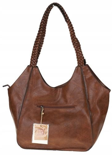 Torebka Damska na Ramię Włoskiej Marki Torba Miejska Shopper L16730 Brązowa na Arena.pl