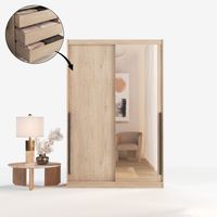 Szafa przesuwna ADAPTE Box z lustrem 140 / 215 z szufladami drążkiem - Dąb