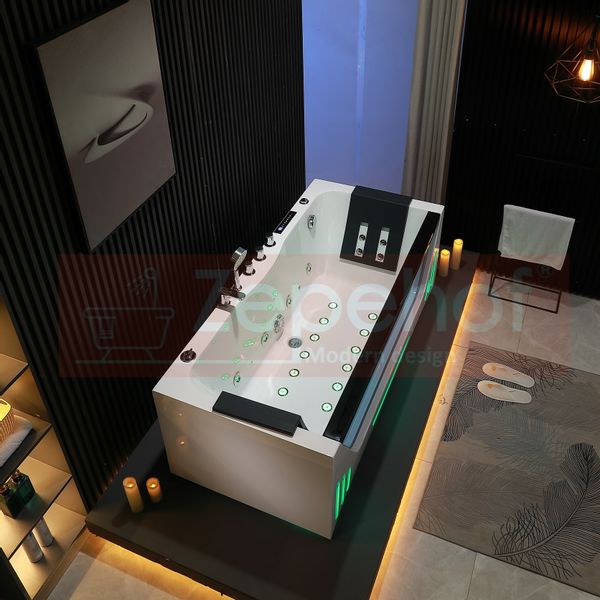 Wanna z hydromasażem EBX-7066 white prostokątna 170cmx78cmx61cm Wodosp zdjęcie 14