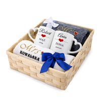 Ręczniki z haftem + kubki Prezent na Ślub dla pary młodej na Rocznicę Ślubu