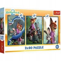 TREFL 34897 Puzzle 3x80 Zwierzakowe śledztwo /Disney Zootopia
