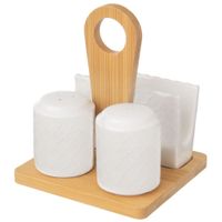 Przypraw Zestaw do Soli Pieprzu Solniczka Pieprzniczka Serwetnik Stojak