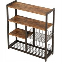 Regał szafka kuchenna ciemny brąz industrialny drewno retro wyspa półka