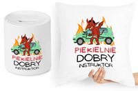 Dla Instruktora Zestaw Poduszka + Skarbonka Z Nadrukiem Ze Zdjęciem