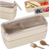 Lunch Box Śniadaniówka Pudełko Śniadaniowe Z Przegródkami Dzielone 750Ml