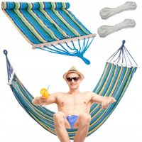 HAMAK OGRODOWY HUŚTAWKA BRAZYLIJSKI ZE STELAŻEM WISZĄCY BUJAK Z LINKAMI XXL