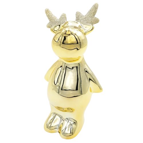 RENIFER CERAMICZNY ZŁOTY FIGURKA DEKORACJA ŚWIĄTECZNA 13cm na Arena.pl