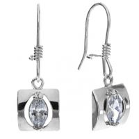 SREBRNE KOLCZYKI KWADRATY Z MARKIZAMI SREBRO PRÓBY 925