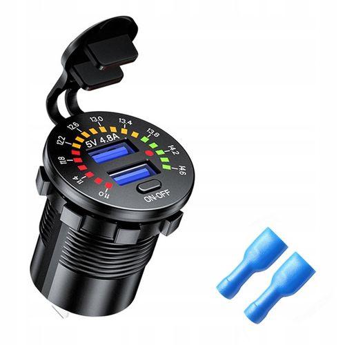 ŁADOWARKA SAMOCHÓD 2x USB 4.8A WOLTOMIERZ MIERNIK na Arena.pl