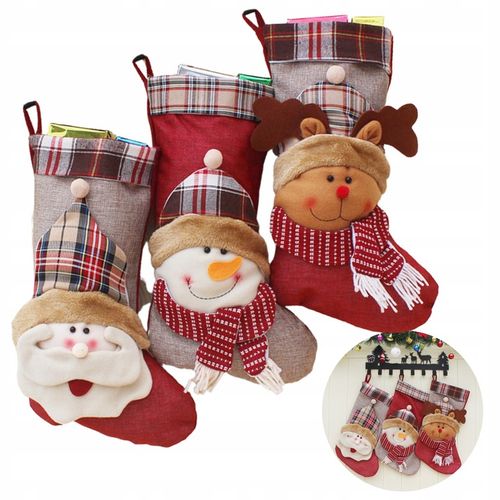 3x SKARPETY Skarpeta ŚWIĄTECZNE PREZENTY KOMINEK OZDOBNA GWIAZDOR DEKORACJA na Arena.pl